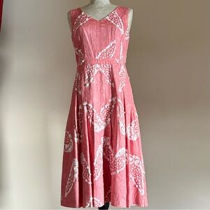 Tory Burch Helen Batik Dress 
Beaded Appliqués Floral Midi Dress Size 4